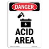 Signmission Safety Sign, OSHA Danger, 18" Height, Acid Area, Portrait OS-DS-D-1218-V-1018